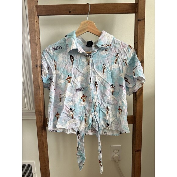 Disney Our Universe Hercules The Muses Button Tie-Front Shirt Women’s Medium 90s - Picture 1 of 5